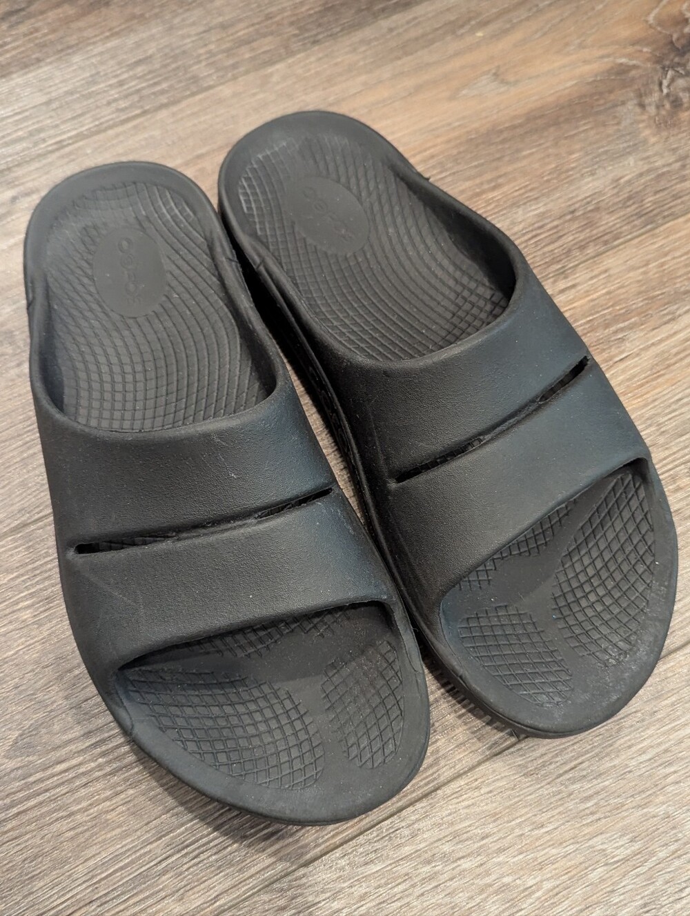 Oofos OOahh Sport Sandals Mens 11 Womens 13 Black Open Slip On Recovery Rubber